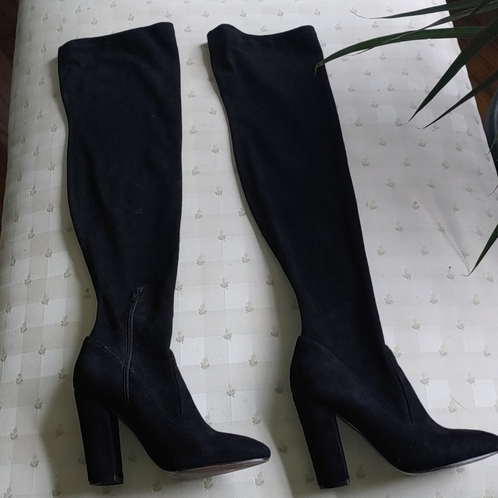 Aldo Black Suede Over-The-Knee Boots